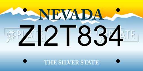 ZI2T834 Nevada License Plate
