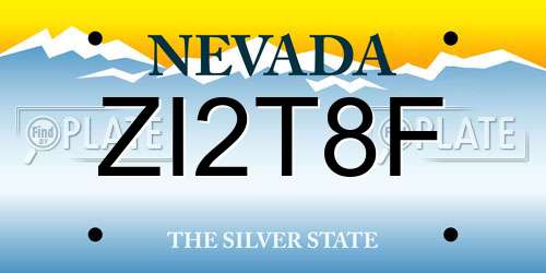 ZI2T8F Nevada License Plate