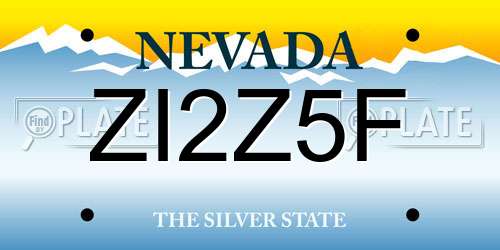ZI2Z5F Nevada License Plate