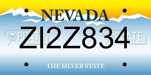 ZI2Z834 Nevada License Plate