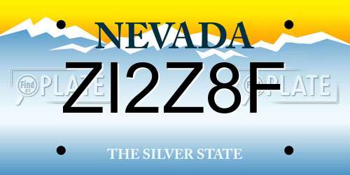 ZI2Z8F Nevada License Plate
