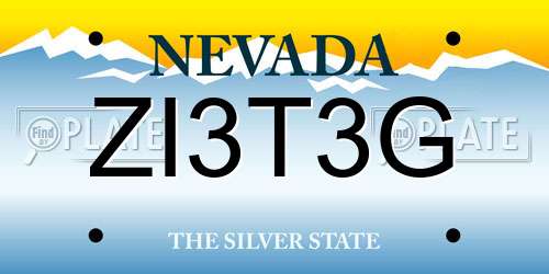 ZI3T3G Nevada License Plate