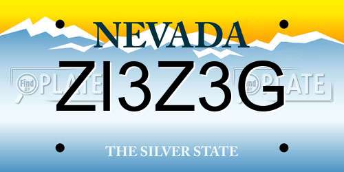 ZI3Z3G Nevada License Plate