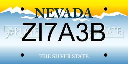 ZI7A3B Nevada License Plate