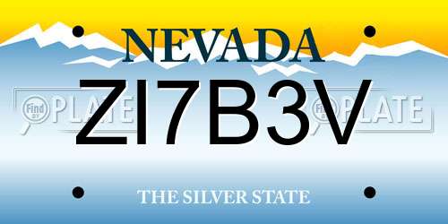 ZI7B3V Nevada License Plate