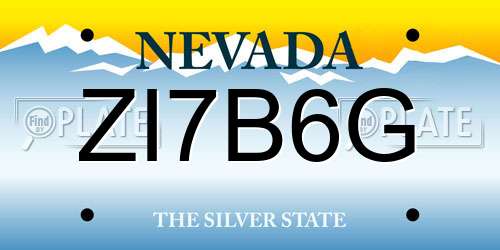 ZI7B6G Nevada License Plate