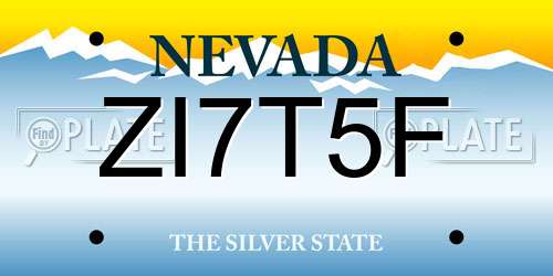 ZI7T5F Nevada License Plate