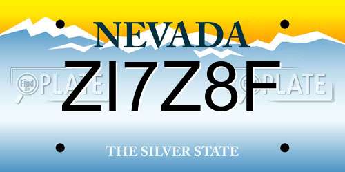 ZI7Z8F Nevada License Plate