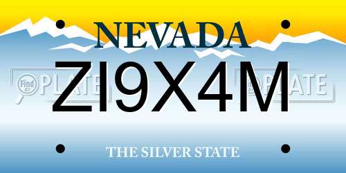 ZI9X4M Nevada License Plate