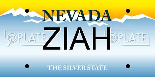 ZIAH Nevada License Plate