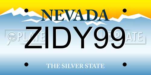 ZIDY99 Nevada License Plate