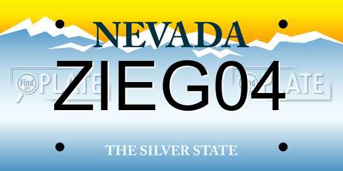 ZIEG04 Nevada License Plate