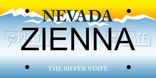 ZIENNA Nevada License Plate