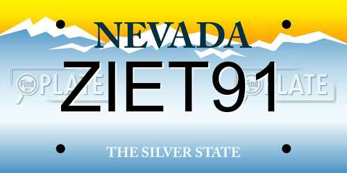ZIET91 Nevada License Plate
