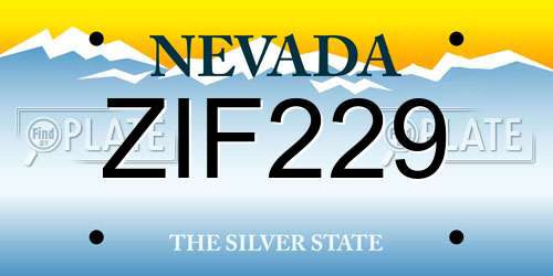 ZIF229 Nevada License Plate