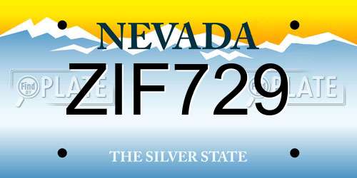 ZIF729 Nevada License Plate