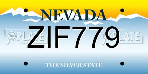 ZIF779 Nevada License Plate