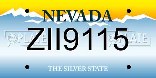 ZII9115 Nevada License Plate