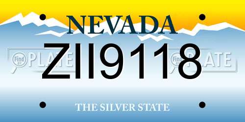 ZII9118 Nevada License Plate