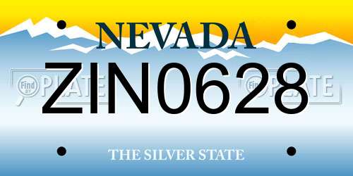 ZIN0628 Nevada License Plate