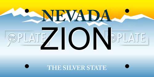 ZION Nevada License Plate