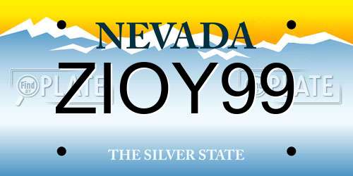 ZIOY99 Nevada License Plate