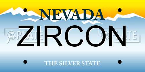 ZIRCON Nevada License Plate