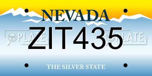 ZIT435 Nevada License Plate