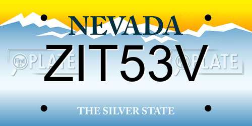 ZIT53V Nevada License Plate
