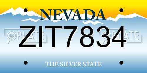 ZIT7834 Nevada License Plate