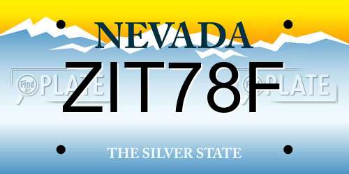 ZIT78F Nevada License Plate