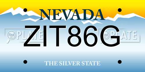 ZIT86G Nevada License Plate