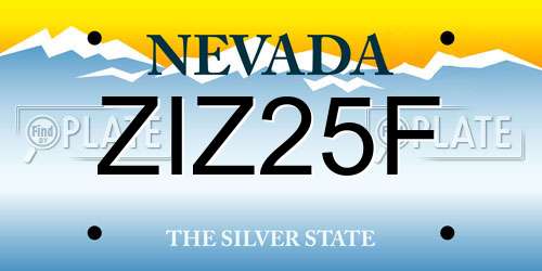 ZIZ25F Nevada License Plate