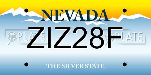 ZIZ28F Nevada License Plate