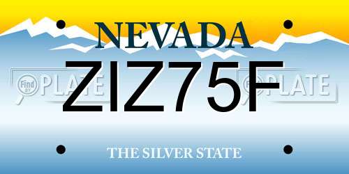 ZIZ75F Nevada License Plate