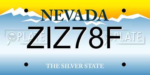 ZIZ78F Nevada License Plate