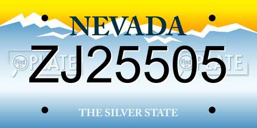 ZJ25505 Nevada License Plate