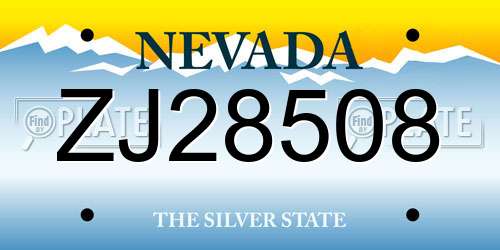 ZJ28508 Nevada License Plate