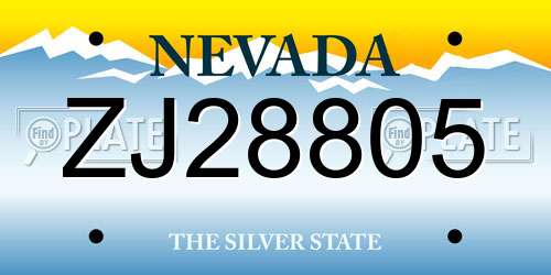 ZJ28805 Nevada License Plate