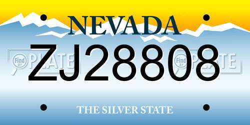 ZJ28808 Nevada License Plate