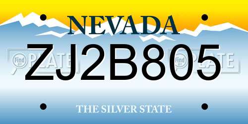 ZJ2B805 Nevada License Plate