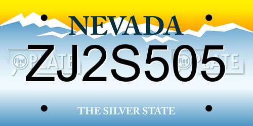 ZJ2S505 Nevada License Plate