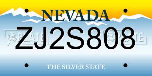 ZJ2S808 Nevada License Plate