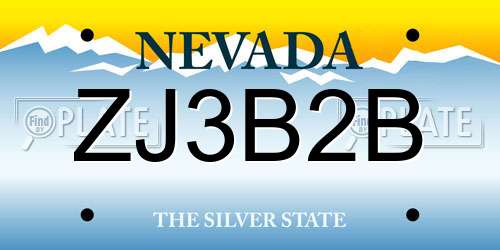 ZJ3B2B Nevada License Plate