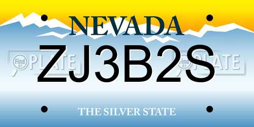 ZJ3B2S Nevada License Plate