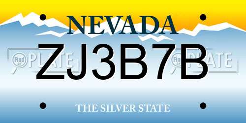 ZJ3B7B Nevada License Plate