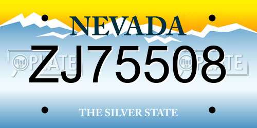 ZJ75508 Nevada License Plate