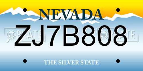 ZJ7B808 Nevada License Plate