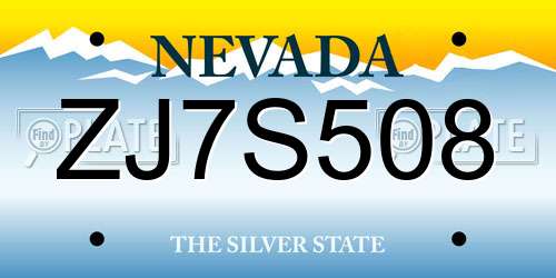 ZJ7S508 Nevada License Plate