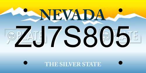ZJ7S805 Nevada License Plate